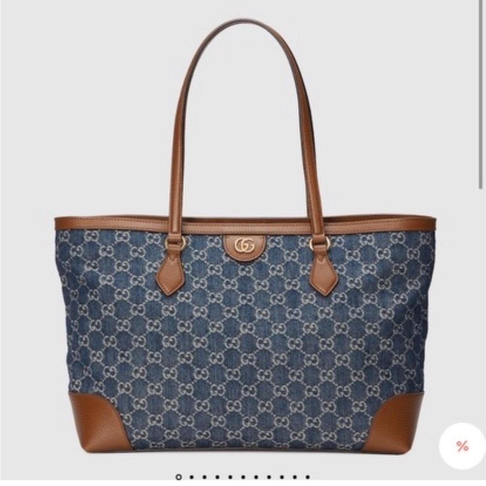 Blue GG Denim Ophidia Tote Medium